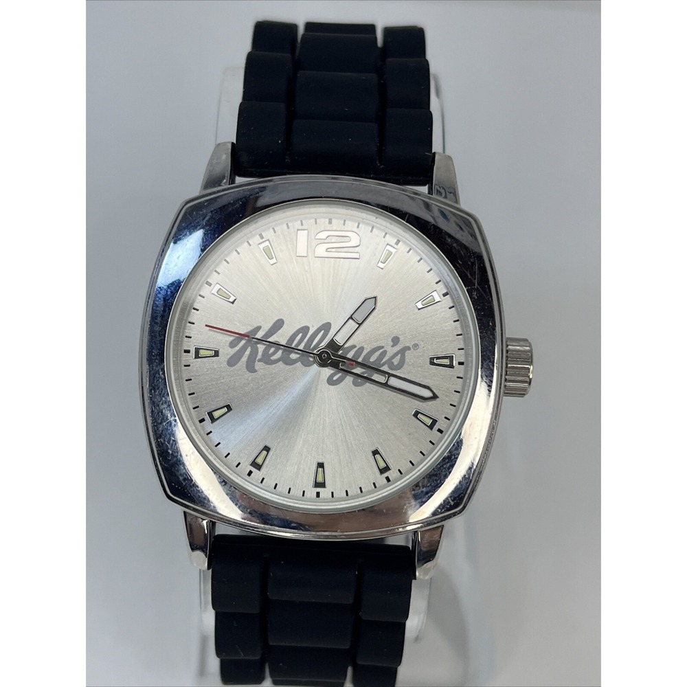 Remix Fossil Kelloggs Unisex Quartz‎ Watch Black Silicone Band- New Battery